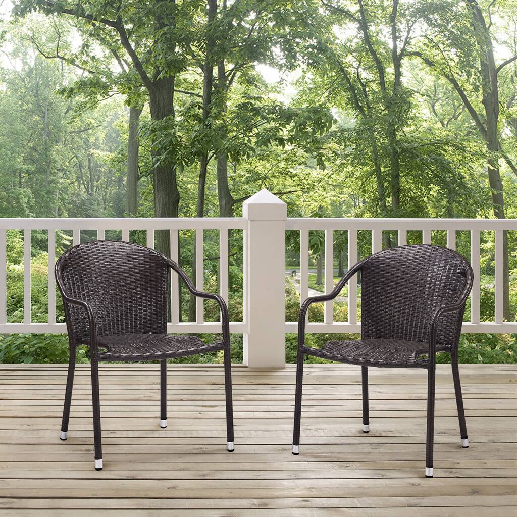 Crosley Palm Harbor Brown Wicker Outdoor Stackable Chairs