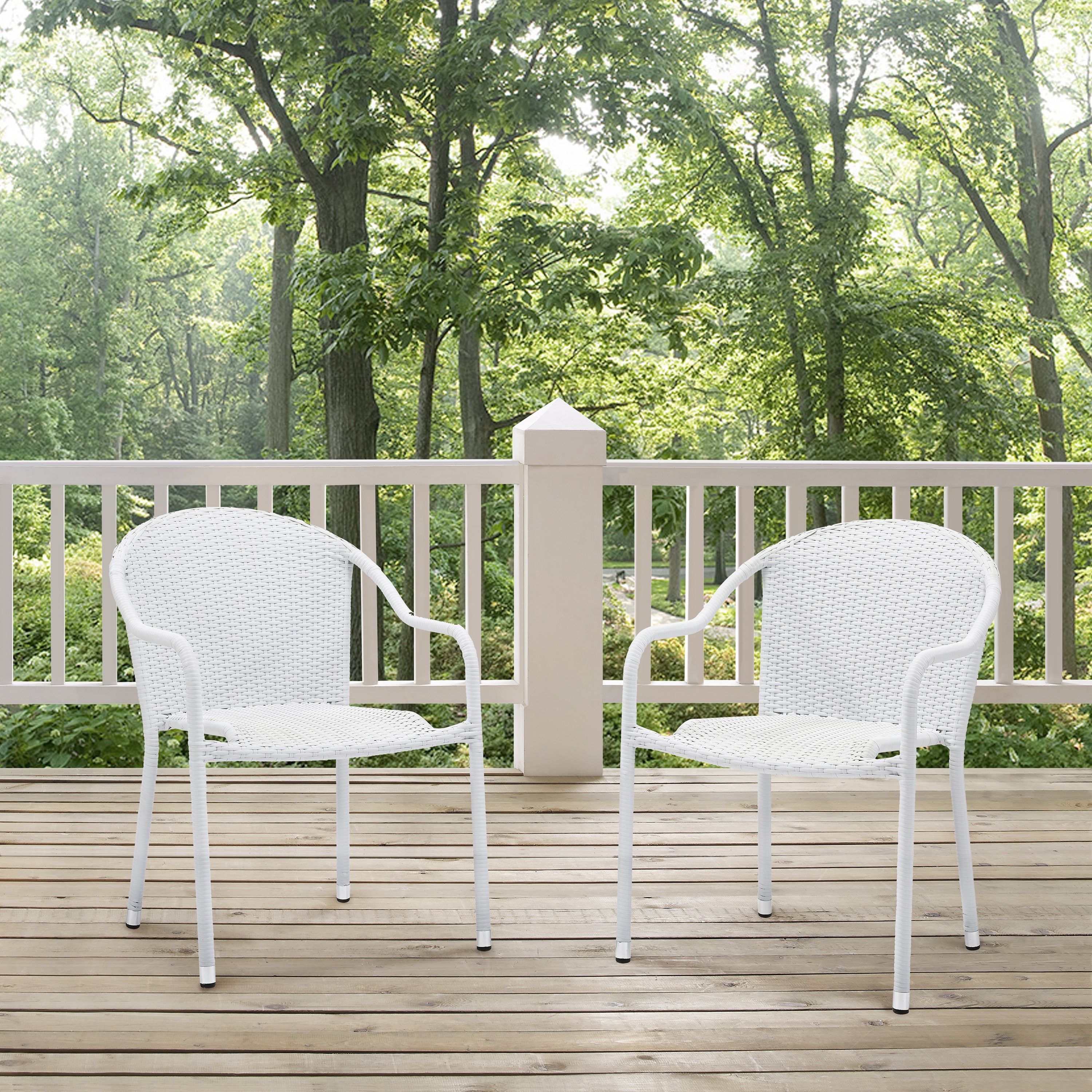 Shop Palm Harbor White Wicker Outdoor Stackable Chairs Set Of 2