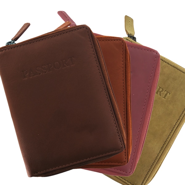 Shop Faddism Womens Leather Minimalist Zip Around Travel Passport Wallet - Overstock - 15278927