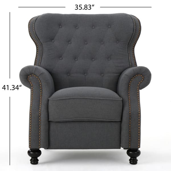 dimension image slide 0 of 3, Walder Tufted Nailhead Fabric Recliner by Christopher Knight Home