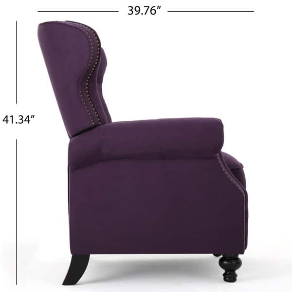 dimension image slide 2 of 3, Walder Tufted Nailhead Fabric Recliner by Christopher Knight Home