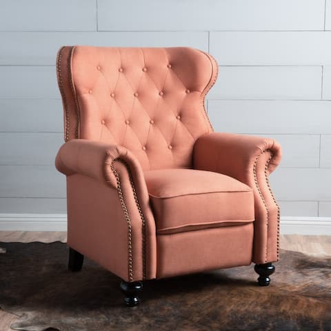 Walder Tufted Nailhead Fabric Recliner by Christopher Knight Home