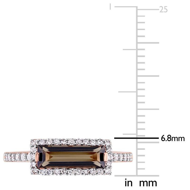 Miadora Signature Collection 14k Rose Gold Smokey Quartz and 1/4ct TDW Diamond Bar Halo Ring - Brown