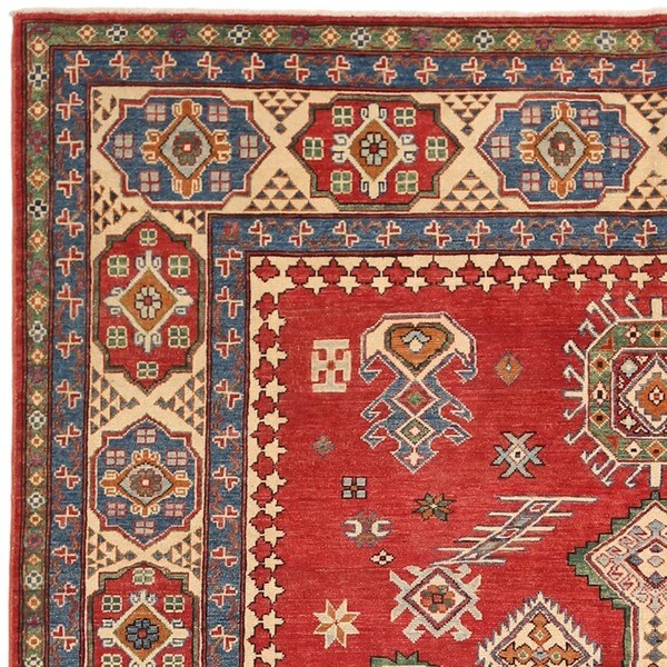 Handmade One-of-a-Kind Vegetable Dye Kazak Wool Rug (Afghanistan