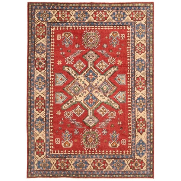 Handmade One-of-a-Kind Vegetable Dye Kazak Wool Rug (Afghanistan