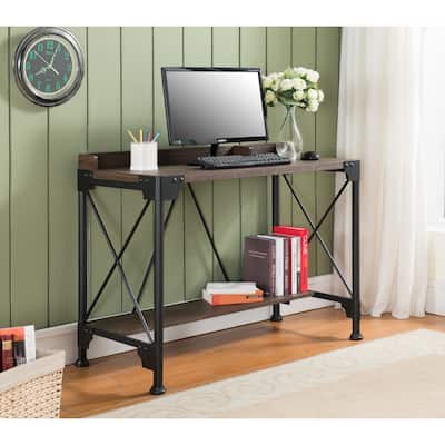 K and B Furniture Co Antique-finish Metal and Walnut Wood Desk
