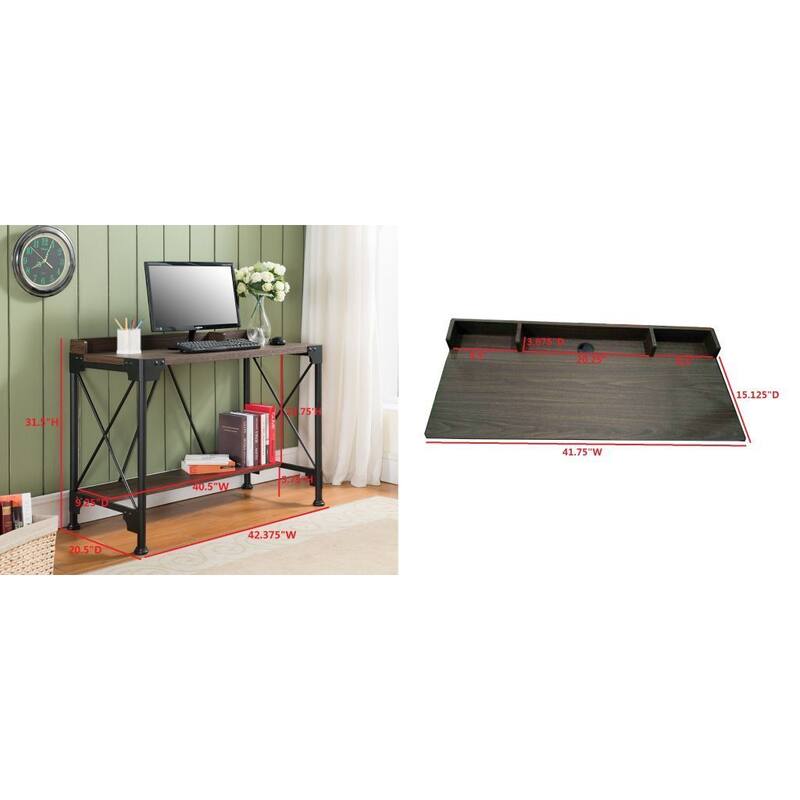 K and B Furniture Co Antique-finish Metal and Walnut Wood Desk
