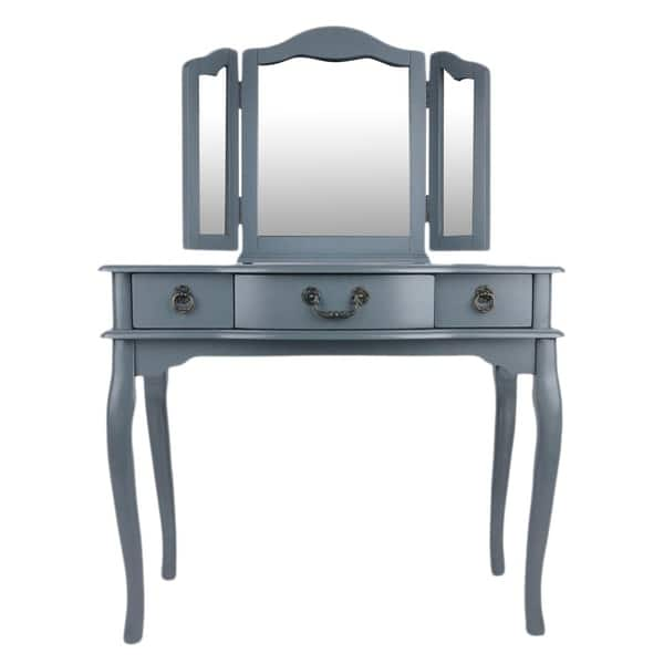 Shop Bobkona Susana Tri Fold Mirror Vanity Table And Stool Set 52 H X 36 W X 13 D Overstock 15283310