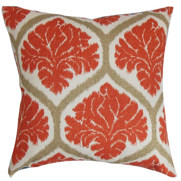 Priya Floral 24" x 24" Down Feather Throw Pillow Russett Overstock 15283511
