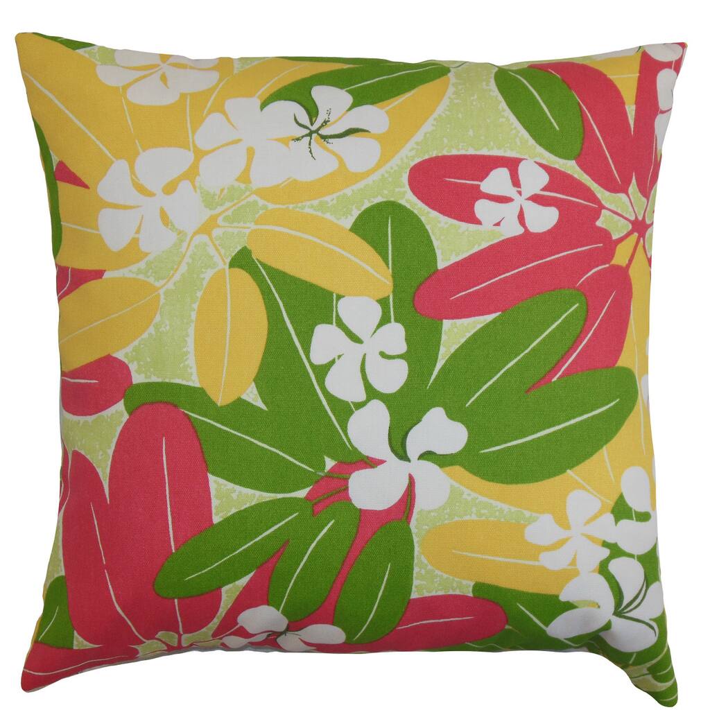 Hea Floral 24-inch Down Feather Throw Pillow Green
