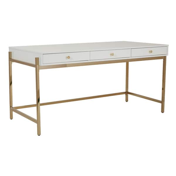 Shop Park Avenue White And Gold Writing Desk Overstock 15284346