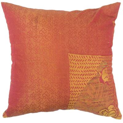 Uri Graphic 22" x 22" Down Feather Throw Pillow Orange