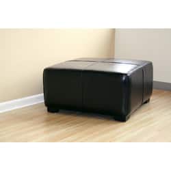 Black Bi-cast Leather Cocktail Ottoman