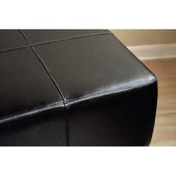 Black Bi-cast Leather Cocktail Ottoman