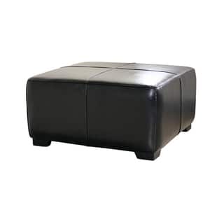 Black Bi-cast Leather Cocktail Ottoman