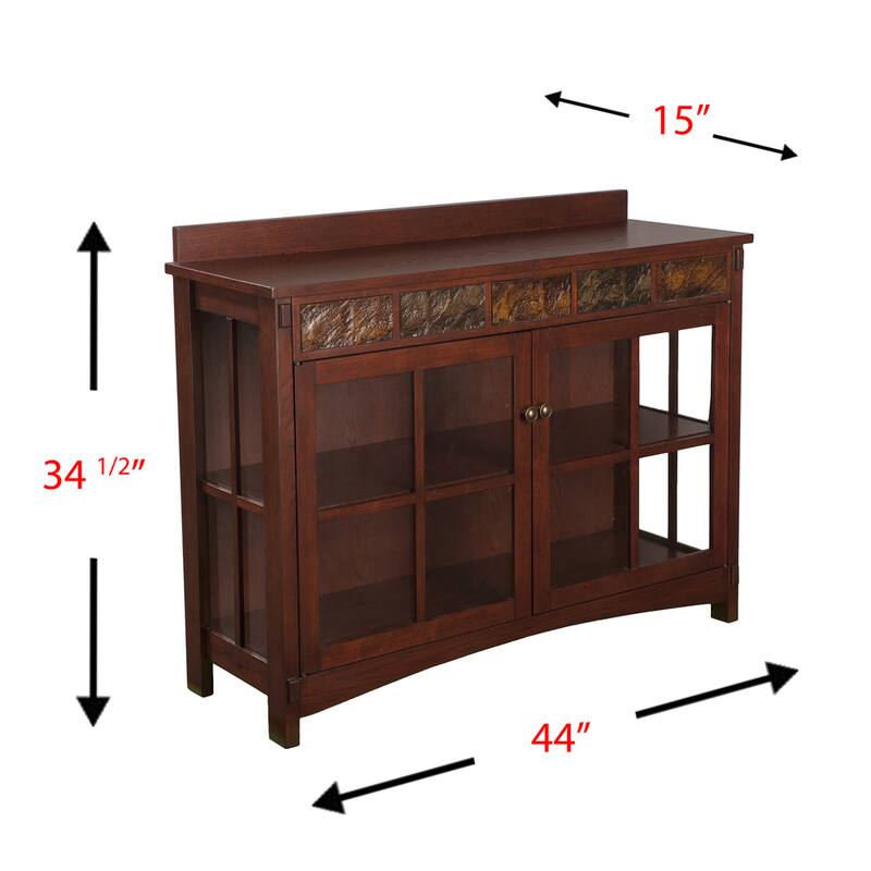 SEI Furniture Waverly Mission Faux Slate Buffet Sideboard Display Accent Cabinet