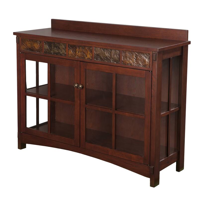SEI Furniture Waverly Mission Faux Slate Buffet Sideboard Display Accent Cabinet