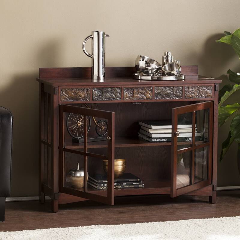 SEI Furniture Waverly Mission Faux Slate Buffet Sideboard Display Accent Cabinet