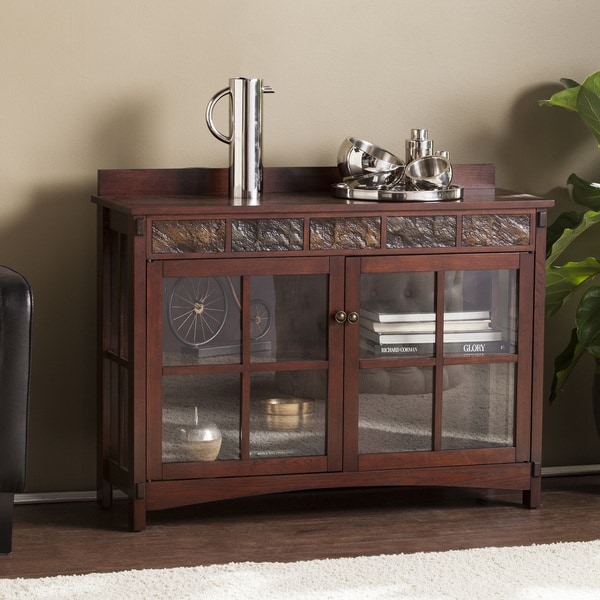 SEI Furniture Waverly Mission Faux Slate Sideboard and Display Curio