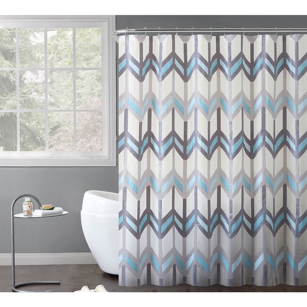 VCNY Home Chevron Printed Reyna PEVA Shower Curtain 14-piece Bath Set - 70 x 70