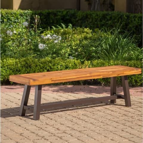 Carlisle Outdoor Acacia Wood Dining Bench by Christopher Knight Home