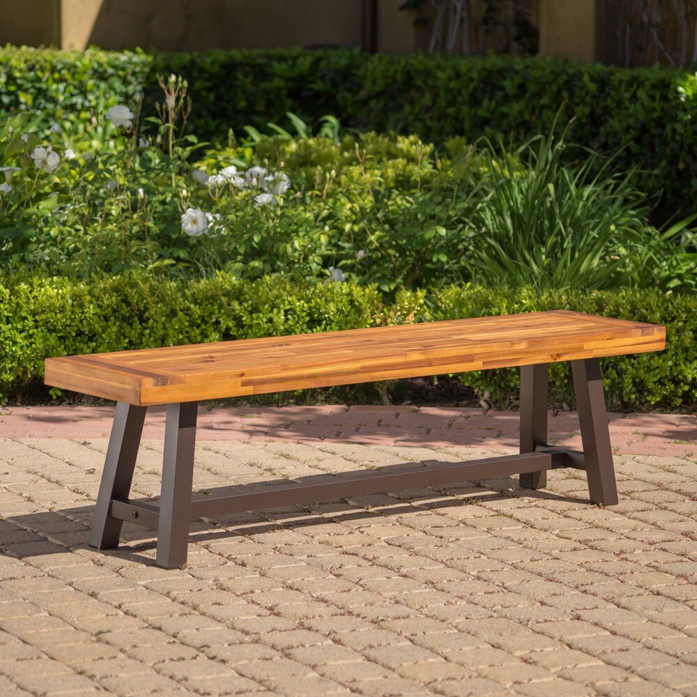 San Details about   Christopher Knight Home Carlisle Outdoor Acacia Wood and Rustic Metal Bench 