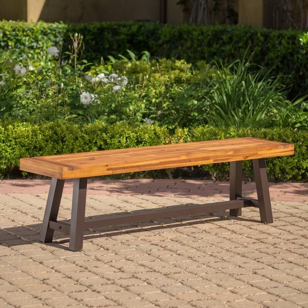 wooden outdoor dining bench