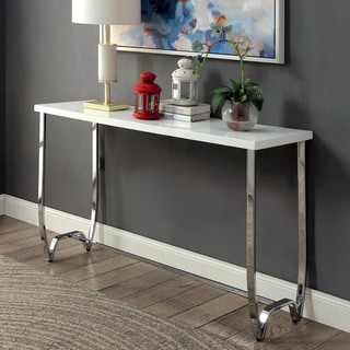 Furniture of America Favy Contemporary White Metal Sofa Table