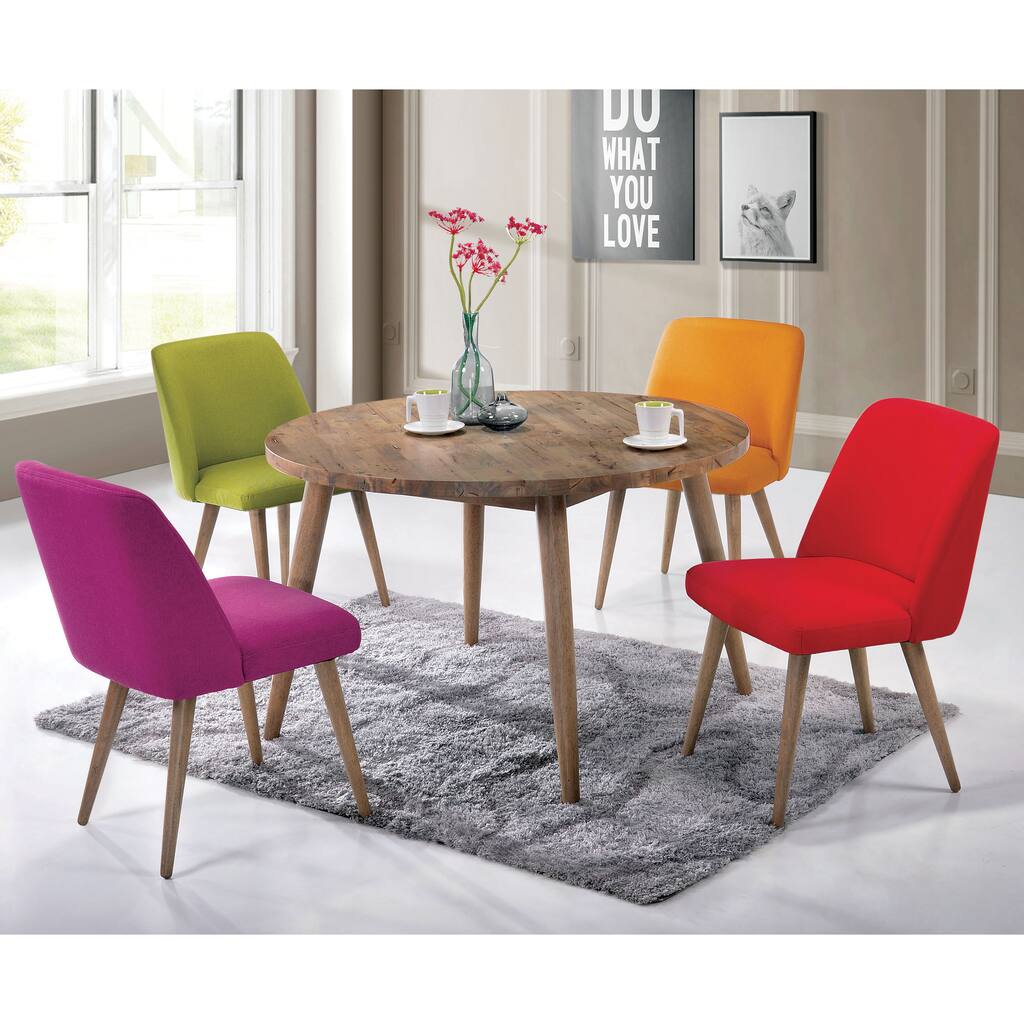 Furniture of America Corgin Mid-Century Modern Multi-Color Fabric Natural Tone Dining Chair (Set of 4)