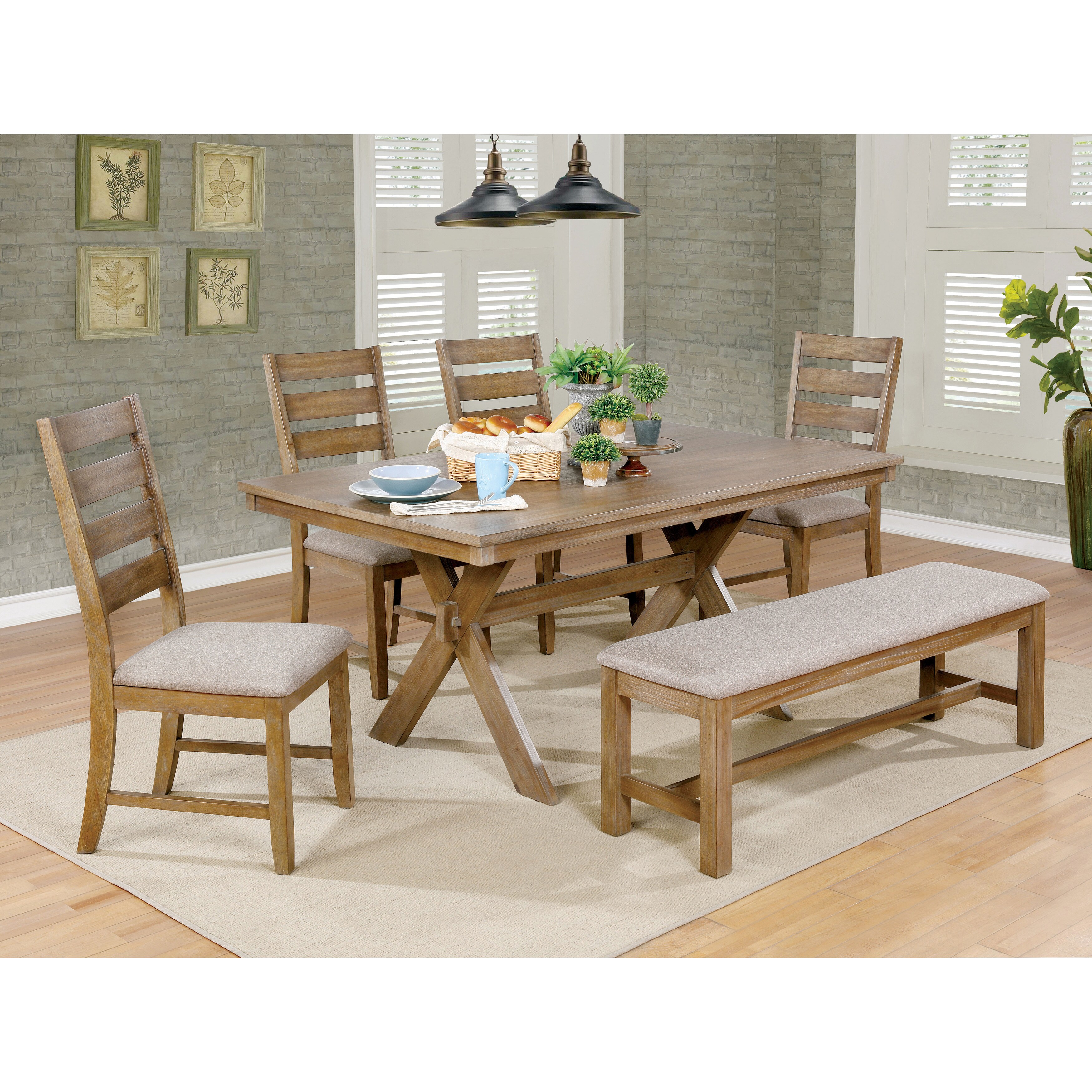 Shop Furniture Of America Done Country Brown Dining Chairs Set Of