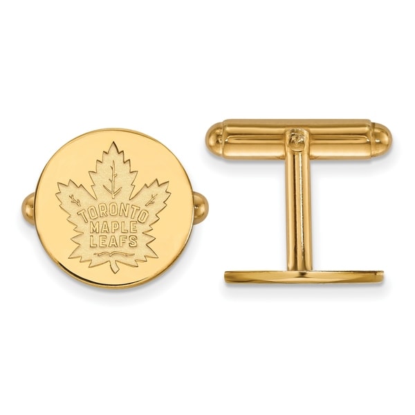 Versil Sterling Silver With Gold Plating NHL LogoArt Toronto Maple Leafs Cuff Links