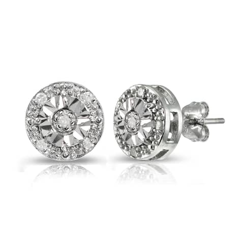 DB Designs Sterling Silver 1/10ct Diamond Miracle-Set Stud Earrings