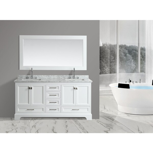 Design Element Omega White 72-inch Double Sink Vanity Set With ... Design Element Omega White 72-inch Double Sink Vanity Set With ...