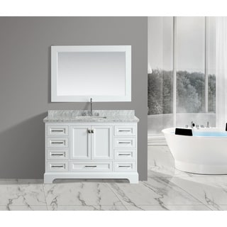 51-60 Inches Bathroom Vanities & Vanity Cabinets - Shop The Best ... - Omega White 54-inch Single-sink Mirror Vanity Set