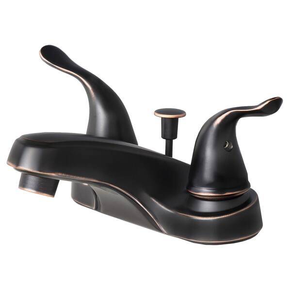slide 2 of 3, Builders Shoppe Contemporary Brass 2-handle Centerset Lavatory Faucet with Pop-up Drain