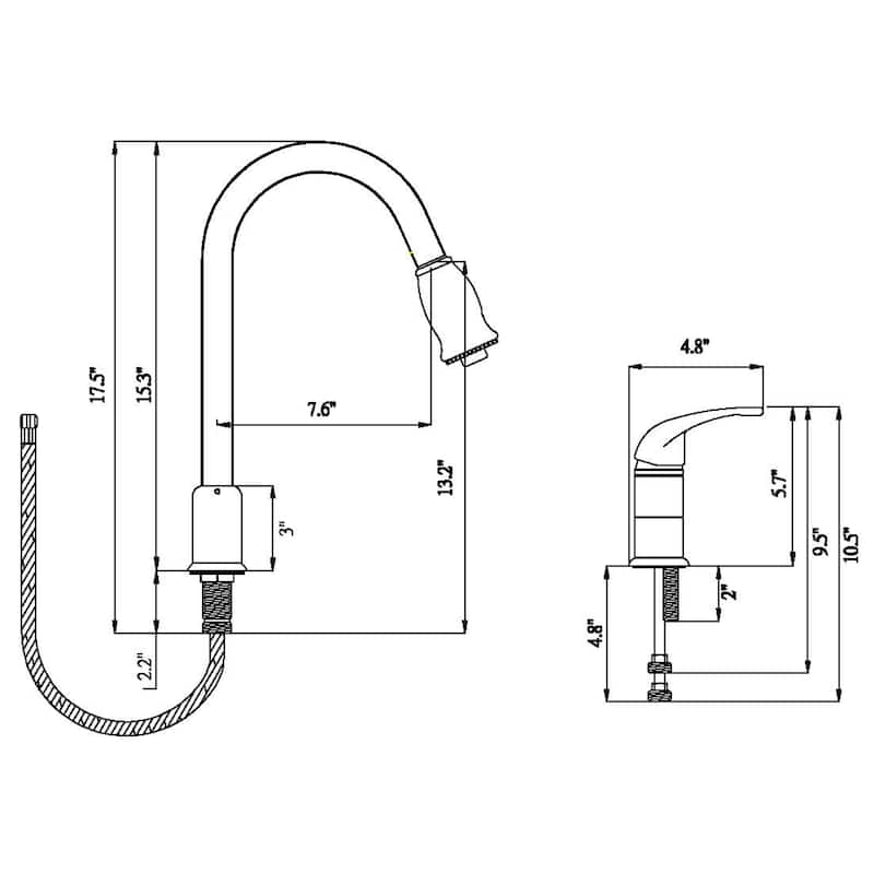 Builders Shoppe Classic Single Handle 16-inch Pull Down Kitchen Faucet
