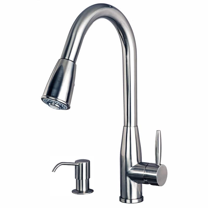 Builders Shoppe 16-inch Contemporary Single-handle Pull-down Kitchen Faucet with Soap/Lotion Dispenser - Silver Finish/Chrome Finish - Chrome