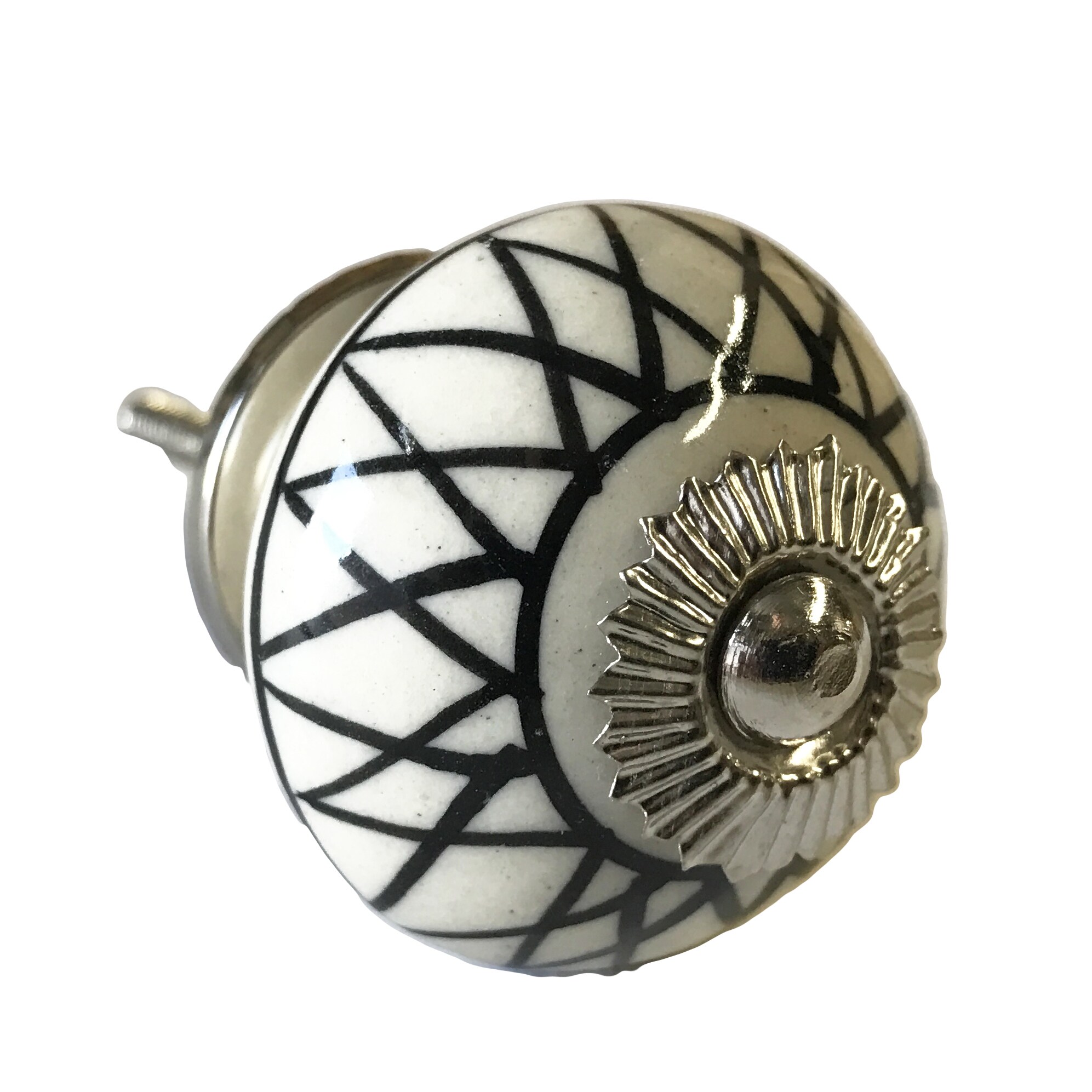Shop Black Lines Pattern Ceramic Glass And Metal Drawer Pulls
