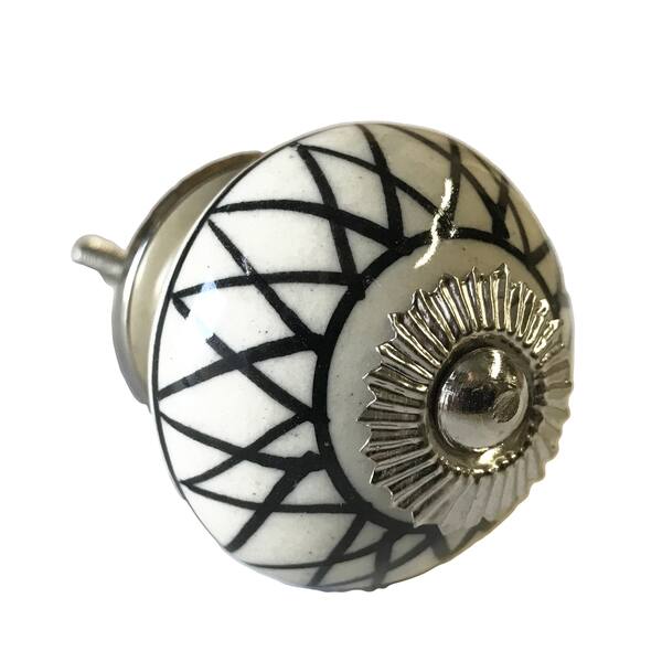 Shop Black Lines Pattern Ceramic Glass And Metal Drawer Pulls
