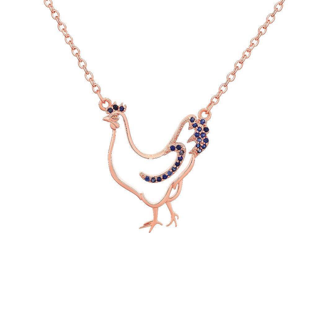 hen with sapphire pendant
