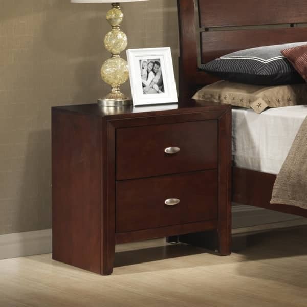 Gloria 351 Brown Cherry Finish Wood Bed Room Set King Dresser Mirror Night Stand Free Shipping Today 15296733 Brown Cherry Finish Wood Bed Room Set