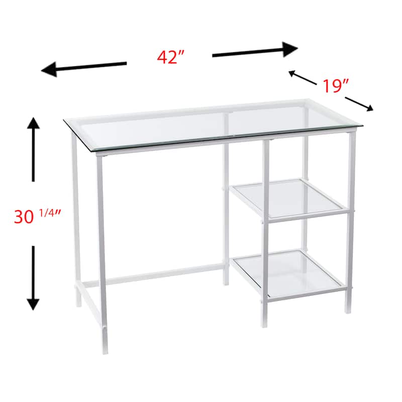 SEI Furniture Lynnwood Metal/Glass Student Desk - White