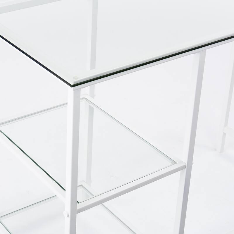 SEI Furniture Lynnwood Metal/Glass Student Desk - White