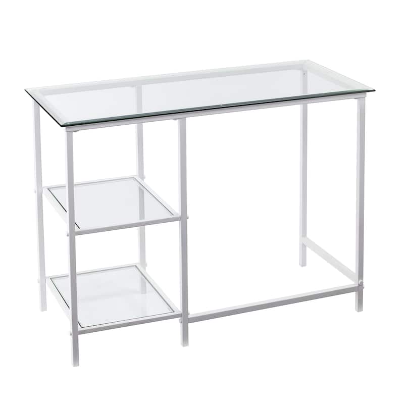 SEI Furniture Lynnwood Metal/Glass Student Desk - White