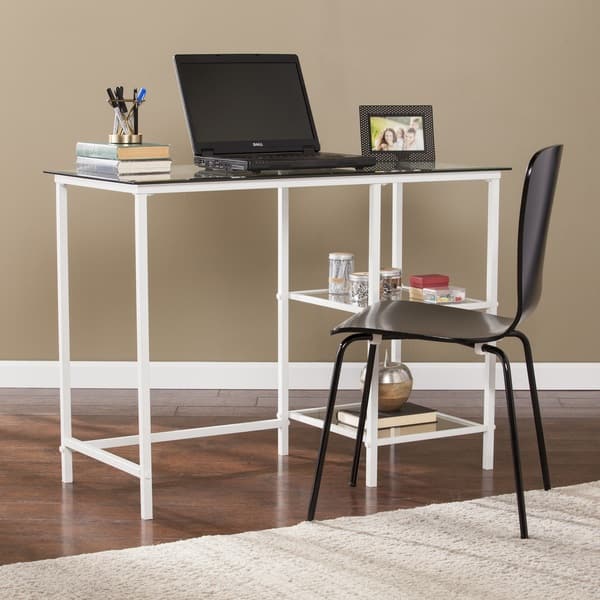 slide 1 of 13, Lynnwood Metal/Glass Student Desk - White