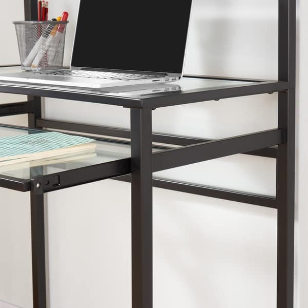 Shop Brackley Metal Glass Small Space Desk W Hutch Black On