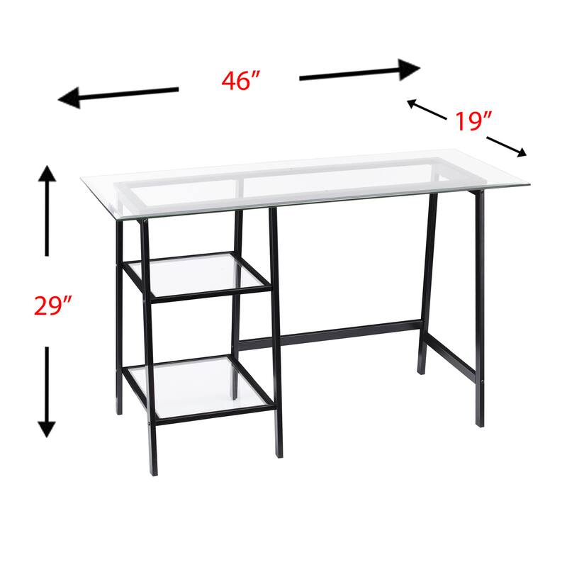 SEI Furniture Allendale Metal/Glass Sawhorse/A-Frame Writing Desk