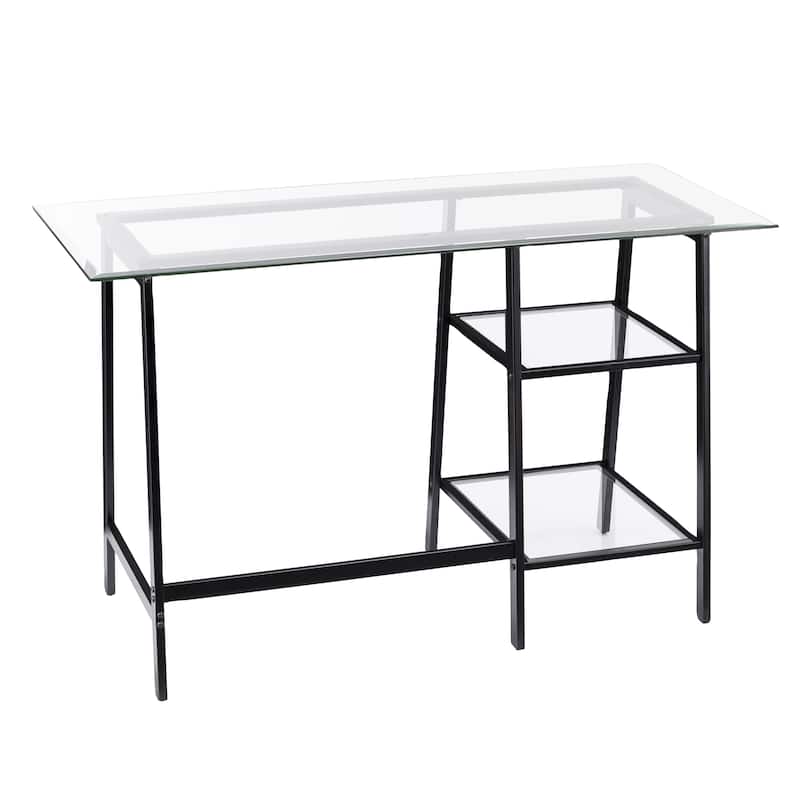 SEI Furniture Allendale Metal/Glass Sawhorse/A-Frame Writing Desk