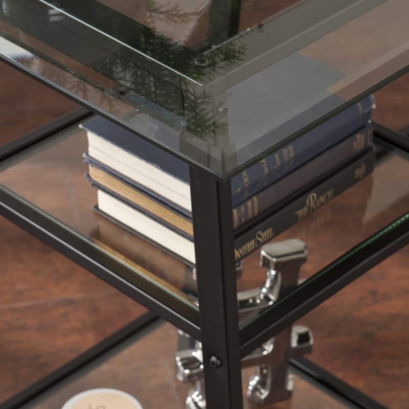 SEI Furniture Allendale Metal/Glass Sawhorse/A-Frame Writing Desk