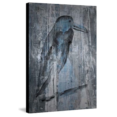 Blue-Grey Bird II' Painting Print on Brushed Aluminum